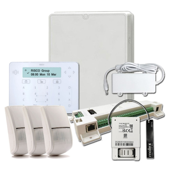 RISCO Adecuación G3 4G Kit LightSYS de Adecuación a Grado 3 Placa + Teclado táctil + Módulo GSM 4G + 3 Detectores + Fuente + Caj