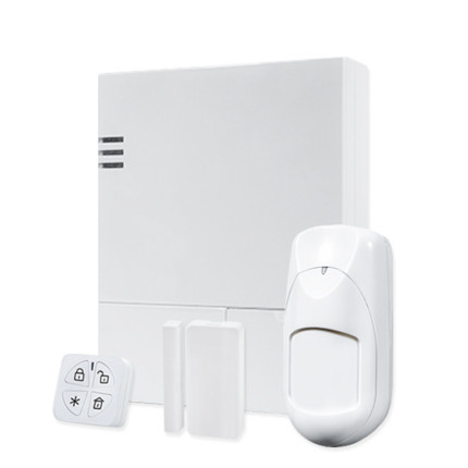 Comprar RW432P801EUA Kit físico de LightSYS Air. Grado 2, Contiene: Central LightSYS Air Wi-Fi e IP ,módulo 4G, detector PIR antimascotas, contacto Slim y mando Panda