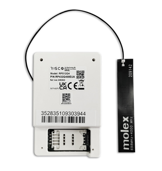 RISCO RP432G200GLA Módulo GSM 2G enchufable Multi-Socket de Grado 3 para LightSYS+, con antena PCB para montaje interno en caja