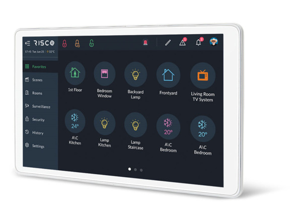 RISCO RP432KPTZEUA Controlador de Smart Home y alarma RisControl - Teclado pantalla táctil para LightSYS+ RisControl