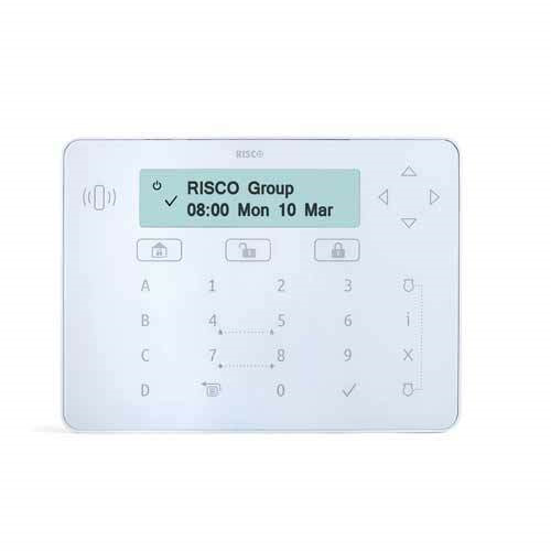 Risco RPKELPWT000B Teclado táctil Elegant blanco con Lector de Proximidad de Grado 3 para LightSYS+, LightSYS y ProSYS Plus (no