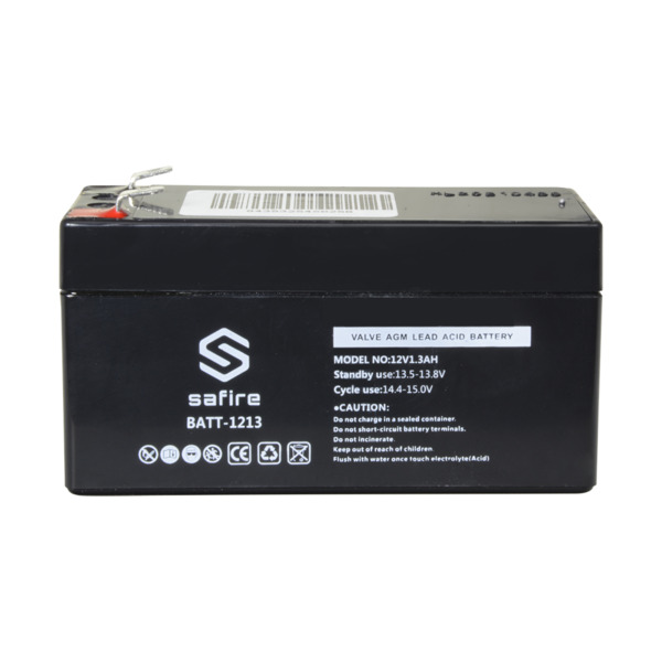 SAFIRE BATT-1213 Batería recargable - Tecnología plomo ácido AGM - Voltaje 12 V - Capacidad 1.3 Ah - 58 x 97 x 65 mm / 540 g - P (3)