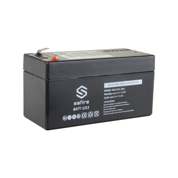 SAFIRE BATT-1213 Batería recargable - Tecnología plomo ácido AGM - Voltaje 12 V - Capacidad 1.3 Ah - 58 x 97 x 65 mm / 540 g - P (1)