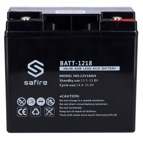 SAFIRE BATT-1218 Batería recargable - Tecnología plomo ácido AGM - Voltaje 12 V - Capacidad 18 Ah - 168 x 181 x 77 mm / 5600 g - (1)