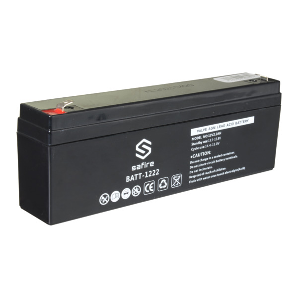 SAFIRE BATT-1222 Batería recargable - Tecnología plomo ácido AGM - Voltaje 12 V - Capacidad 2.2 Ah - 58 x 34 x 178 mm / 820 g - (1)