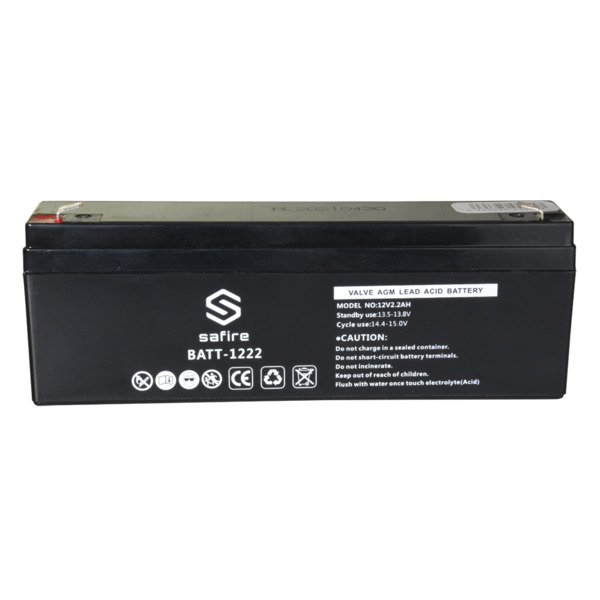 SAFIRE BATT-1222 Batería recargable - Tecnología plomo ácido AGM - Voltaje 12 V - Capacidad 2.2 Ah - 58 x 34 x 178 mm / 820 g - (3)