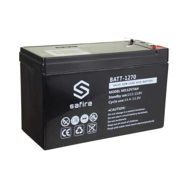 SAFIRE BATT-1270 Batería recargable - Tecnología plomo ácido AGM - Voltaje 12 V - Capacidad 7.0 Ah - 93.5 x 151 x 65 mm / 2100 g (1)