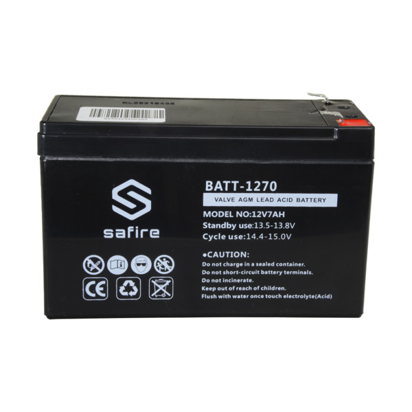 SAFIRE BATT-1270 Batería recargable - Tecnología plomo ácido AGM - Voltaje 12 V - Capacidad 7.0 Ah - 93.5 x 151 x 65 mm / 2100 g (3)