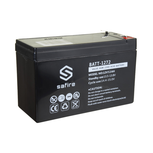 SAFIRE BATT-1272 Batería recargable - Tecnología plomo ácido AGM - Voltaje 12 V - Capacidad 7.2 Ah - 94 x 151 x 65 mm / 2220 g - (1)