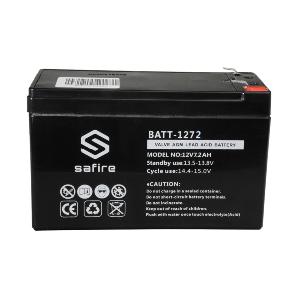 SAFIRE BATT-1272 Batería recargable - Tecnología plomo ácido AGM - Voltaje 12 V - Capacidad 7.2 Ah - 94 x 151 x 65 mm / 2220 g - (3)