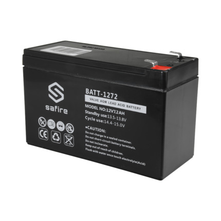 Comprar SAFIRE BATT-1272 Batería recargable - Tecnología plomo ácido AGM - Voltaje 12 V - Capacidad 7.2 Ah - 94 x 151 x 65 mm / 2220 g - Para respaldo o uso directo