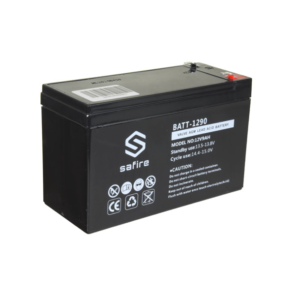 SAFIRE BATT-1290 Batería recargable - Tecnología plomo ácido AGM - Voltaje 12 V - Capacidad 9.0 Ah - 100 x 151 x 65 mm / 2570 g (1)