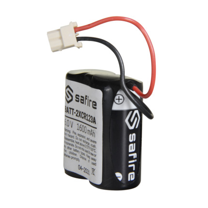 Comprar SAFIRE BATT-2XCR123A Safire - Pack de pilas CR123A / CR17345 / 5018LC - En retráctil con conector Molex 5284 - Voltaje 6 V / Litio - Capacidad nominal 1600 mAh - Compatible con detectores Visonic Next Cam PG2 y K9 PG2