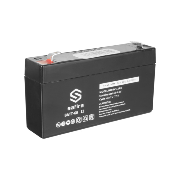 SAFIRE BATT-6012 Batería recargable - Tecnología plomo ácido AGM - Voltaje 6 V - Capacidad 1.2 Ah - 58 x 97 x 24 mm / 290 g - Pa (1)