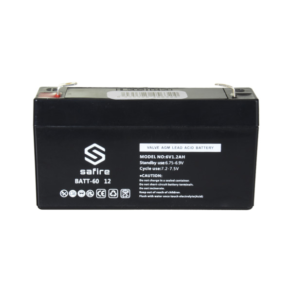 SAFIRE BATT-6012 Batería recargable - Tecnología plomo ácido AGM - Voltaje 6 V - Capacidad 1.2 Ah - 58 x 97 x 24 mm / 290 g - Pa (3)