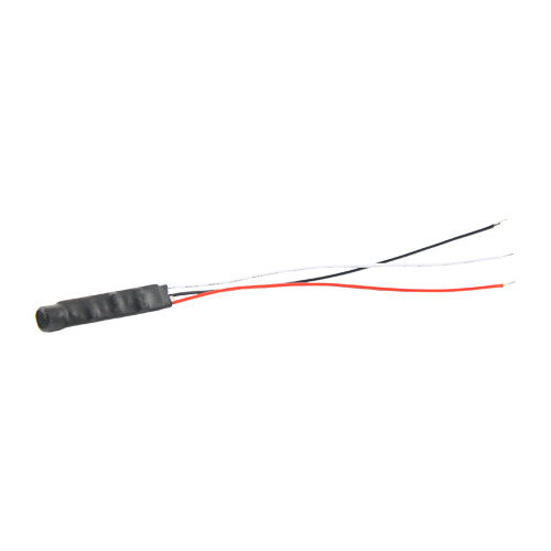SAFIRE MIC02 Micrófono externo - Conector en terminal por cable - Power + (Rojo), Power (Negro) - Audio (Blanco) - Alimentación