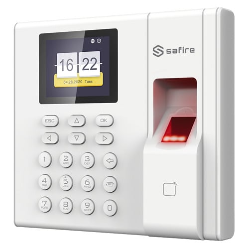 SAFIRE SF-AC3002KMFD-IP-BAT Control de presencia - Huella, tarjeta MF y PIN - 1.000 usuarios | 100.000 registros - TCP/IP, USB y