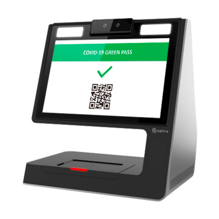 Comprar SAFIRE SF-ACGREENPASS Terminal de escaneo de QR Covid Green Pass - Sistema Operativo Android - Cámara de 2 Mpx - Doble pantalla LCD 10" - TCP/IP, USB y WiFi - Salida de audio
