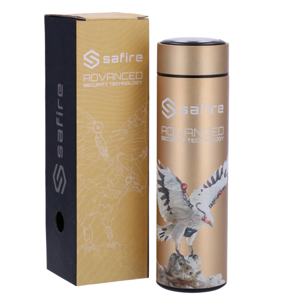 SAFIRE SF-BOTTLE-HAWK Safire - Botella - Color oro - Anillo de sellado - Acero inoxidable 304