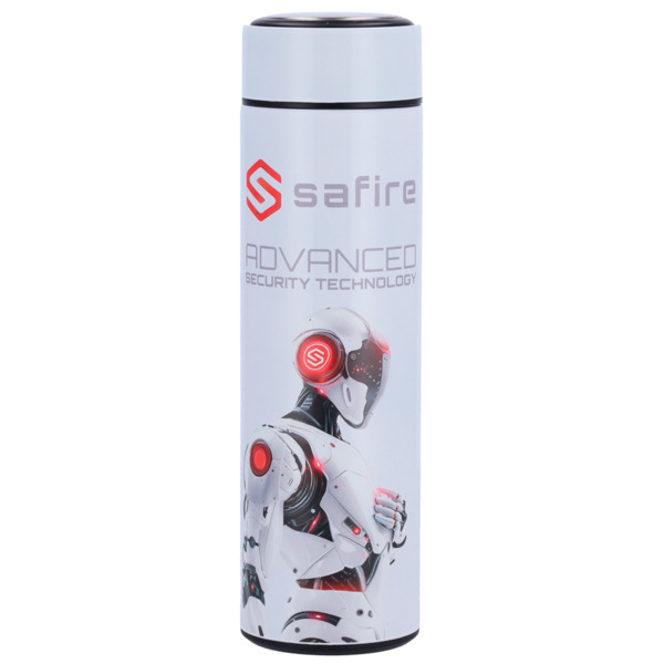 SAFIRE SF-BOTTLE-ROBOT Safire - Botella - Color blanco - Anillo de sellado - Acero inoxidable 304 (1)