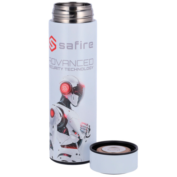 SAFIRE SF-BOTTLE-ROBOT Safire - Botella - Color blanco - Anillo de sellado - Acero inoxidable 304 (3)