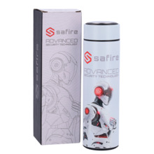 SAFIRE SF-BOTTLE-ROBOT Safire - Botella - Color blanco - Anillo de sellado - Acero inoxidable 304