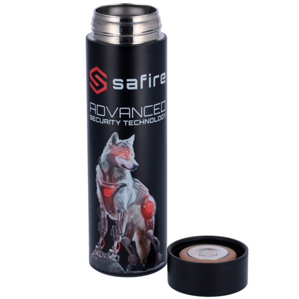 SAFIRE SF-BOTTLE-WOLF Safire - Botella - Color negro - Anillo de sellado - Acero inoxidable 304 (3)
