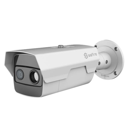 Comprar SAFIRE SF-IPTCV792A-10D2 Cámara térmica Dual IP Safire - 160x120 VOx | Lente 10mm - Sensor óptico 1/2.8 2 Mpx | Lente 8mm - Sensibilidad térmica 50mK - Detección de incendios y alarma - Rango medición temp -20~150ºC / ± 8ºC