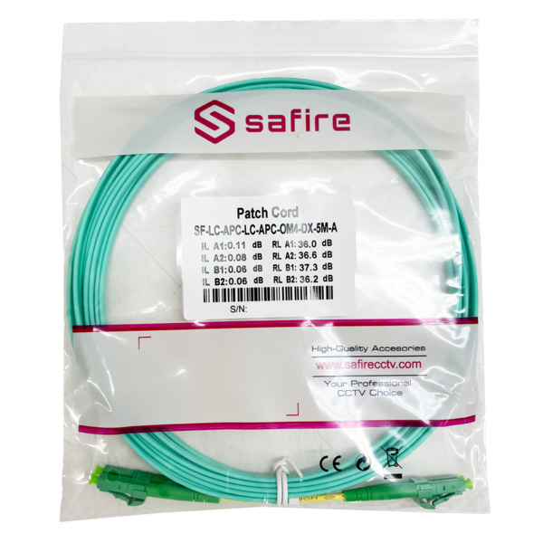 SAFIRE SF-LC-APC-LC-APC-OM4-DX-5M-A Cable de conexión de fibra óptica - Fibra multimodo OM4 - Conector LC APC dúplex - Longitud (5)