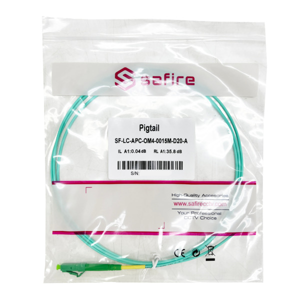 SAFIRE SF-LC-APC-OM4-0015M-D20-A Pigtail de fibra óptica - Fibra multimodo OM4 - Conector LC APC simplex - Longitud 1.5m - Cubie (3)