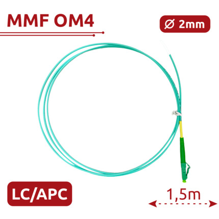 Comprar SAFIRE SF-LC-APC-OM4-0015M-D20-A Pigtail de fibra óptica - Fibra multimodo OM4 - Conector LC APC simplex - Longitud 1.5m - Cubierta LSZH - Compatibilidad genérica