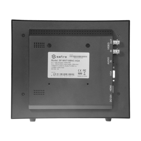 SAFIRE SF-MNT10BNC-XGA Monitor SAFIRE LED 10&quot; - Diseñado para videovigilancia - Formato 4:3 - VGA, HDMI, BNC loop y Audio - (3)
