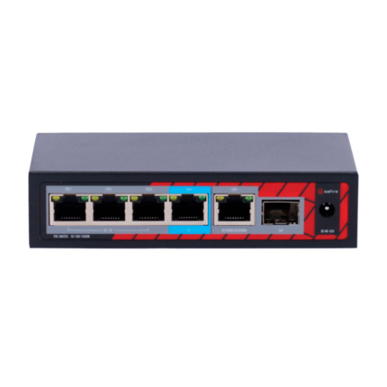 Comprar SAFIRE SF-POE-EXT0604-GF-60 Safire Indoor POE extender Switch - Amplía alcance alimentación POE - 4 puertos PoE + 1 Uplink RJ45 +1 SFP  - IEEE 802.3 af/at/bt - Potencia de salida máxima 60 W - Puertos 10/100/1000 Mbps