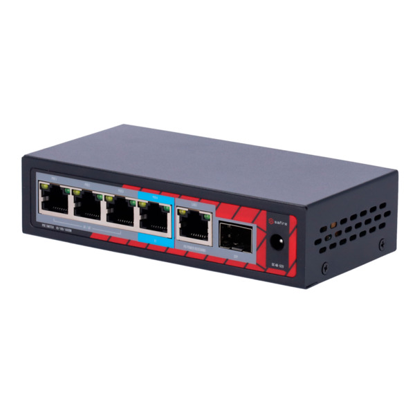 SAFIRE SF-POE-EXT0604-GF-60 Safire Indoor POE extender Switch - Amplía alcance alimentación POE - 4 puertos PoE + 1 Uplink RJ45 (1)