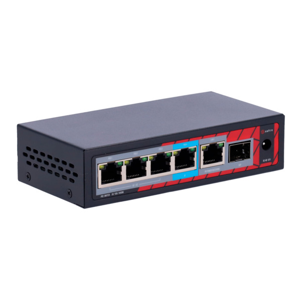 SAFIRE SF-POE-EXT0604-GF-60 Safire Indoor POE extender Switch - Amplía alcance alimentación POE - 4 puertos PoE + 1 Uplink RJ45 (3)