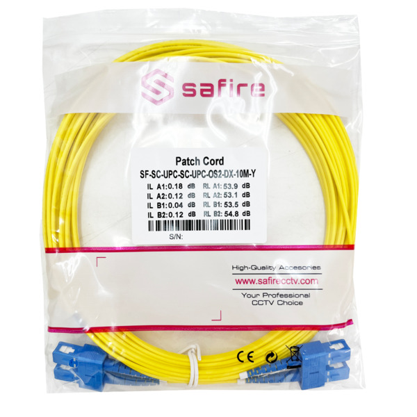 SAFIRE SF-SC-UPC-SC-UPC-OS2-DX-10M-Y Cable de conexión de fibra óptica - Fibra monomodo OS2 - Conector SC UPC dúplex - Longitud (3)