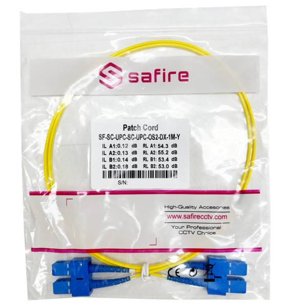 SAFIRE SF-SC-UPC-SC-UPC-OS2-DX-1M-Y Cable de conexión de fibra óptica - Fibra monomodo OS2 - Conector SC UPC dúplex - Longitud 1 (3)