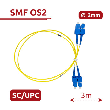 Comprar SAFIRE SF-SC-UPC-SC-UPC-OS2-DX-3M-Y Cable de conexión de fibra óptica - Fibra monomodo OS2 - Conector SC UPC dúplex - Longitud 3m - Cubierta LSZH - Compatibilidad genérica