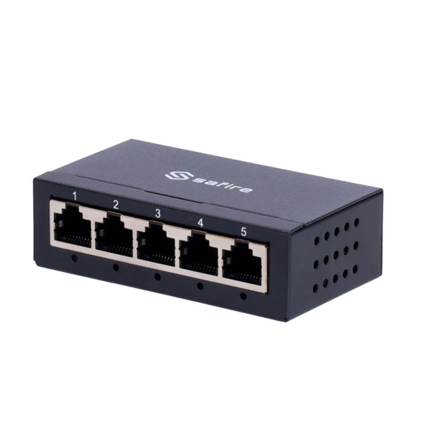 SAFIRE SF-SW05-G-M Switch de sobremesa - 5 puertos Gigabit - Velocidad 10/100/1000 Mbps - Plug &amp; Play - Tecnología de ahorro (3)