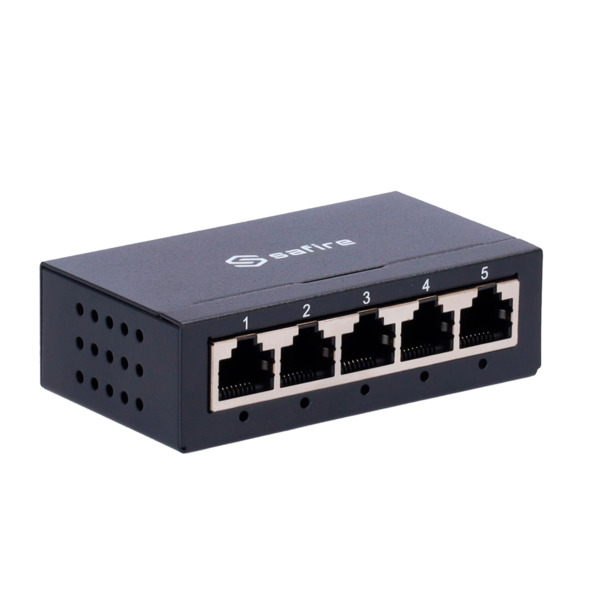 SAFIRE SF-SW05-G-M Switch de sobremesa - 5 puertos Gigabit - Velocidad 10/100/1000 Mbps - Plug &amp; Play - Tecnología de ahorro (1)