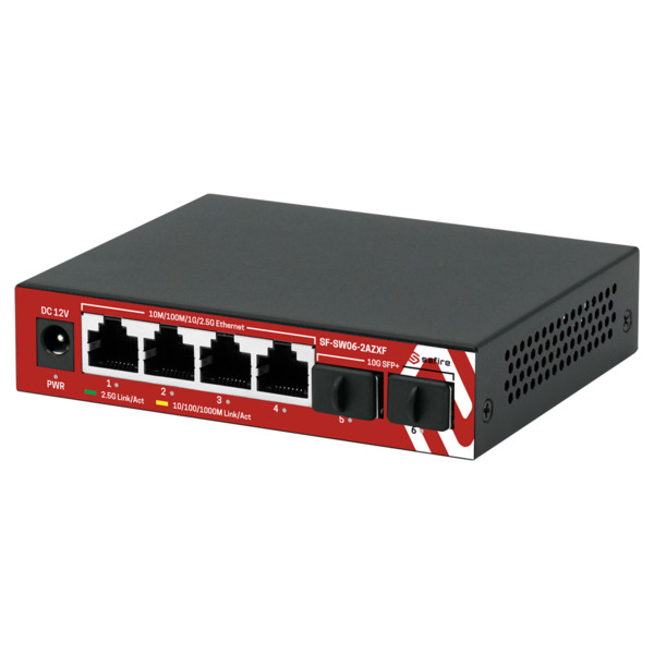 SAFIRE SF-SW06-2AZXF Switch Multigagibit 2,5Gbps - 4 puertos + 2 Uplink SFP 10G  - Velocidad de puertos 2,5/1Gbps  - Tasa de ree (1)