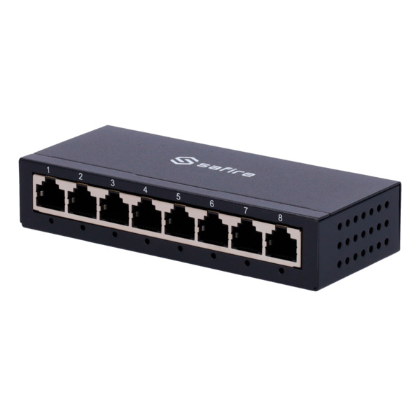 SAFIRE SF-SW08-G-M Safire Switch de sobremesa  - 8 puertos Gigabit - Velocidad 10/100/1000 Mbps - Plug &amp; Play - Tecnología d (1)