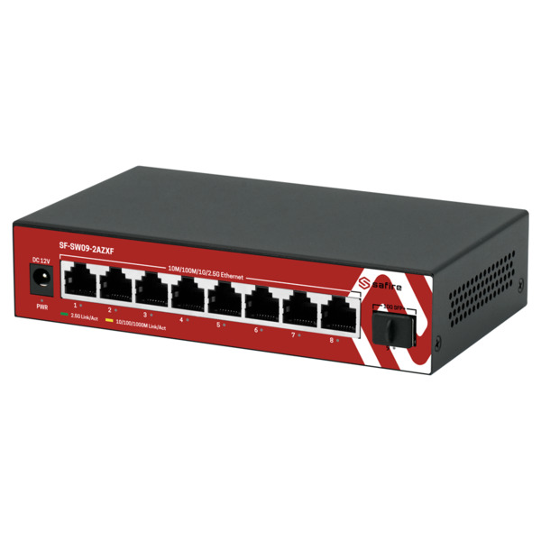 SAFIRE SF-SW09-2AZXF Switch Multigagibit 2,5Gbps - 8 puertos + 1 Uplink SFP 10G  - Velocidad de puertos 2,5/1Gbps  - Tasa de ree (1)