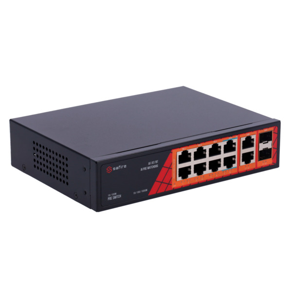 SAFIRE SF-SW1208HIPOE-GF-120 Safire Switch Hi-PoE - 8 puertos PoE + 2 SFP + 2 RJ45 - Velocidad de puertos Gigabit 10/100/1000Mbp (3)