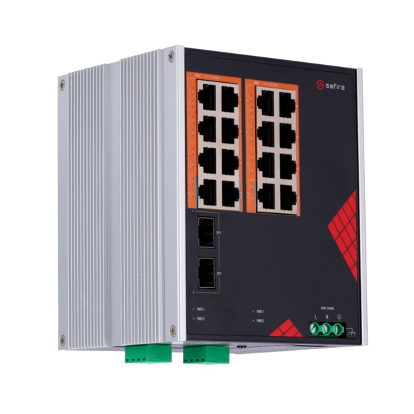 SAFIRE SF-SWI1816HIPOE-GF-AC-260-DIN Safire Switch Industrial Alimentación AC y DC - 16 puertos Gigabit + 2 SFP Gigabit - 12 Pue (3)