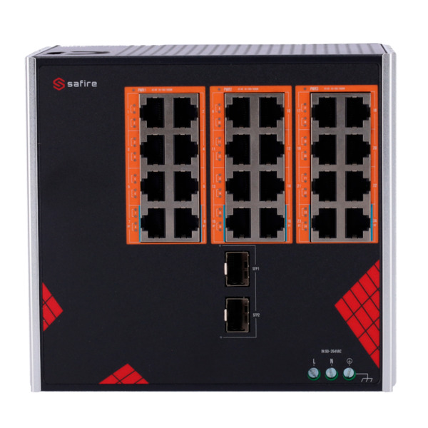 SAFIRE SF-SWI2624HIPOE-GF-AC-390-DIN Safire Switch Industrial Alimentación AC 90~264V - 24 puertos Gigabit + 2 SFP Gigabit - 18 (1)