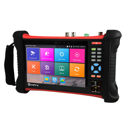 SAFIRE SF-TESTER7-5N1-4K Comprobador CCTV multifuncional - Admite cámaras HDTVI, HDCVI, AHD, CVBS e IP (4K) - Pantalla LCD color