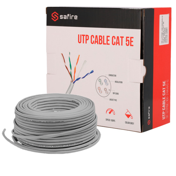 SAFIRE SF-UTP5E-100-24AWG-G Safire Cable UTP categoría 5E - Conductor CCA - Diámetro 24 AWG-0,52mm -  Cumple con 90m Fluke test (1)