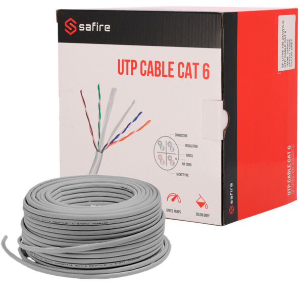 SAFIRE SF-UTP6-100-23AWG-G Safire Cable UTP categoría 6 - Conductor CCA - Diámetro 23 AWG-0,58mm - Cumple con 90m Fluke test - C (1)