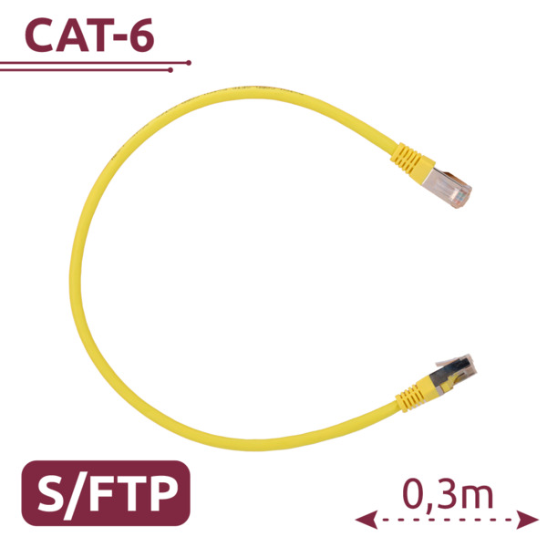 SAFIRE SFTP6A-H-03Y Cable SFTP - Ethernet - Conectores RJ45 - Categoría 6A - 0,3 m - Color amarillo